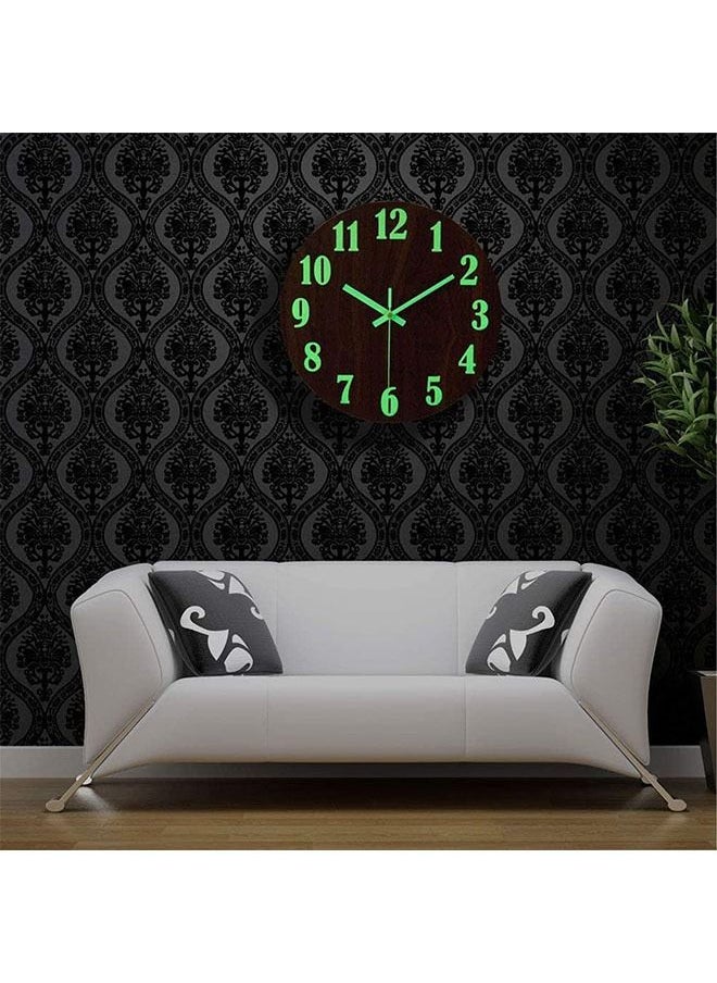 عربست - ساعة حائط مضيئة ، تصميم خشبي صامت 12 بوصة ، أضواء ليلية متينة من الخشب النقي ساعة حائط مستديرة ، بطارية صامتة غير موقوتة ، سهلة القراءة ، لمكتب غرفة المعيشة - Image 1