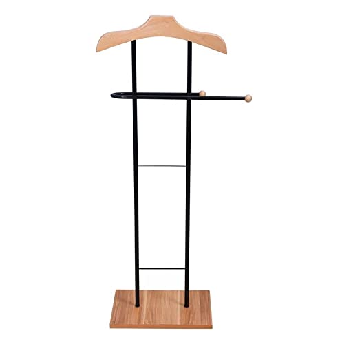 Loop Group Wood Metal Suit Valet Floor Stand Garment Organizer Rack Coat Pants Hanger Wooden - Image 1
