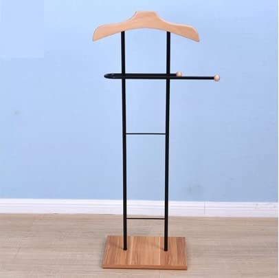 Loop Group Wood Metal Suit Valet Floor Stand Garment Organizer Rack Coat Pants Hanger Wooden - Image 3
