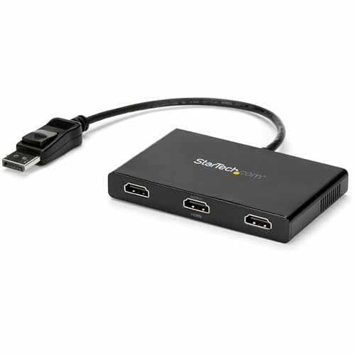 StarTech.com 3-Port Multi Monitor Adapter - DisplayPort 1.2 to 3x HDMI MST Hub - Triple 1080p HDMI Monitors - Video Splitter for Extended Desktop Mode on Windows PCs Only - DP to 3x HDMI (MSTDP123HD) - Image 1