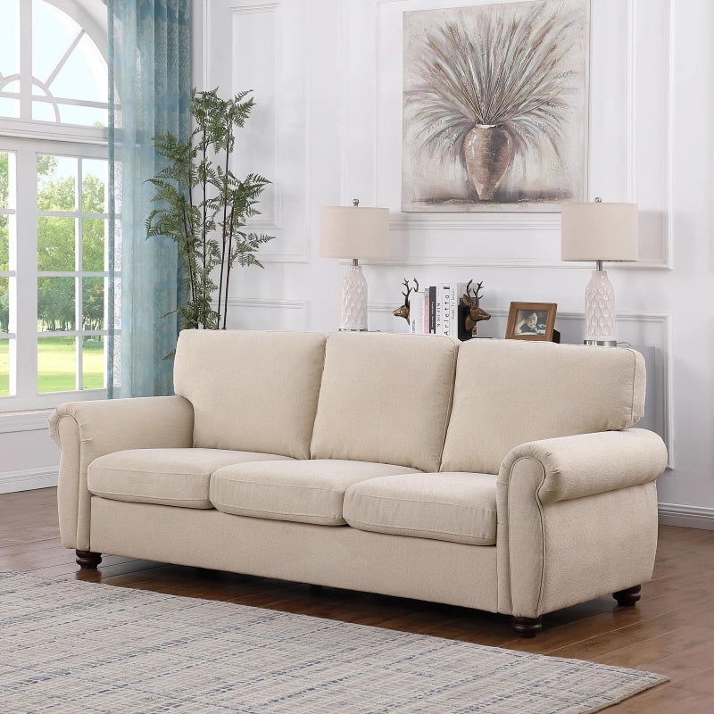 Michanco 3 Inch/ 7CM Round Furniture Legs Replacement Couch Sofa Legs Set of 4 Chunky Bun Feet for Furniture Wood Legs Mid Century Predrilled M8 Bolt - Image 2