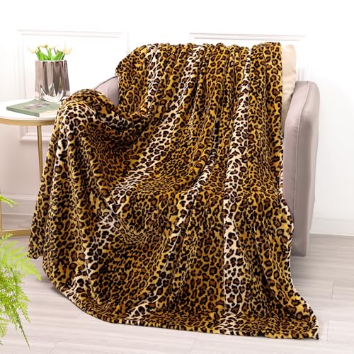 Bnuitland Leopard Print Fleece Flannel Throw (50x40inch) with Storage Pouch, 300 GSM Double Sided Lightweight for Bed Sofa Travel, Super Soft Fuzzy Fluffy Cheetah Print Blanket for Babys/Kids/Pets - Image 4