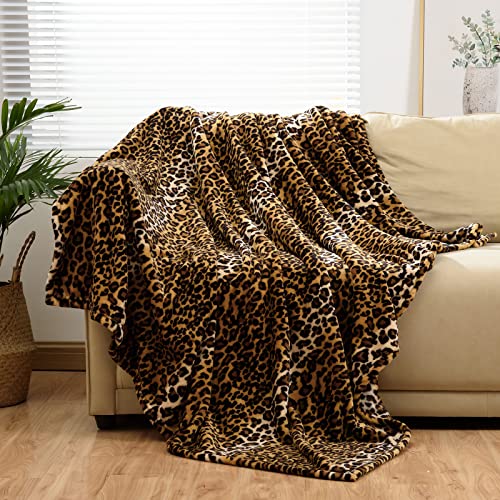 Bnuitland Leopard Print Fleece Flannel Throw (50x40inch) with Storage Pouch, 300 GSM Double Sided Lightweight for Bed Sofa Travel, Super Soft Fuzzy Fluffy Cheetah Print Blanket for Babys/Kids/Pets - Image 3