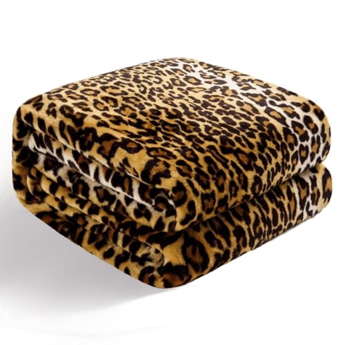 Bnuitland Leopard Print Fleece Flannel Throw (50x40inch) with Storage Pouch, 300 GSM Double Sided Lightweight for Bed Sofa Travel, Super Soft Fuzzy Fluffy Cheetah Print Blanket for Babys/Kids/Pets - Image 5