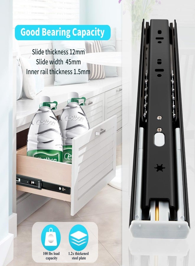 YENUO Soft Close Drawer Slides Full Extension Side Mount 12 14 16 18 20 22 24 inch Ball Bearing Metal Rails Track Guide Glides Runners Heavy Duty 100 Pound (Soft Close- 1 Pr, 14 Inch) - Image 4
