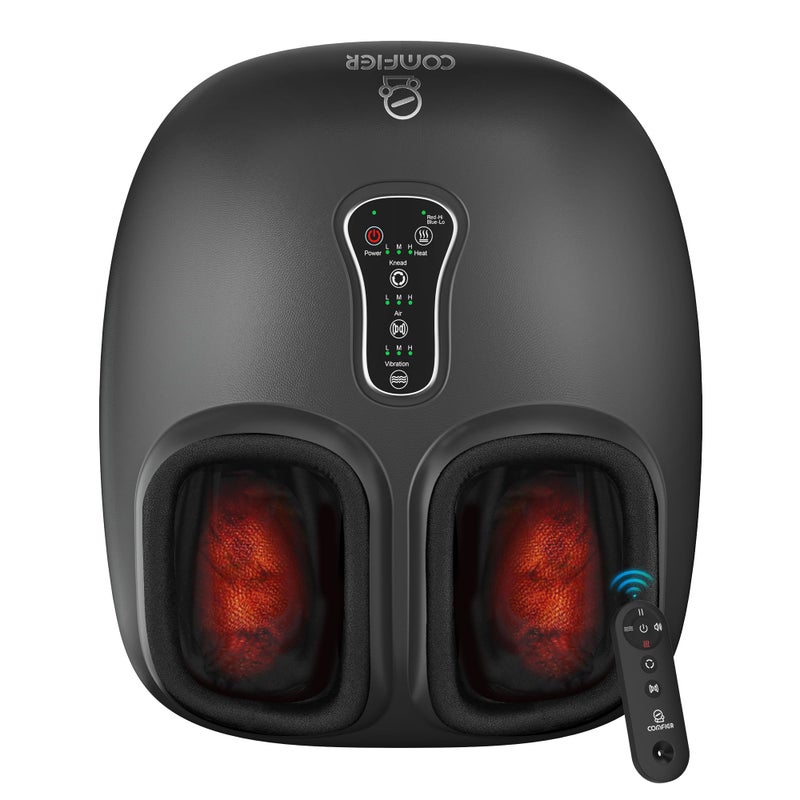 COMFIER مدلك القدمين COMFIER بتقنية الشياتسو مع حرارة وضغط وعجن واهتزاز وتحكم عن بعد ووظيفة الإيقاف المؤقت لتدليك القدمين لمرضى الاعتلال العصبي والتهاب اللفافة الأخمصية للهدايا المنزلية والمكتبية للأب والأم - Image 3