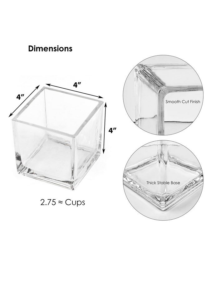 CYS EXCEL CYS EXCEL Glass Cube Vase 4"x4"x4" | Square Wedding Flower Vase Centerpieces | Cubic Glass Candle Holder  - Image 2
