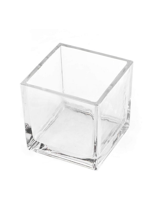 CYS EXCEL CYS EXCEL Glass Cube Vase 4"x4"x4" | Square Wedding Flower Vase Centerpieces | Cubic Glass Candle Holder  - Image 1