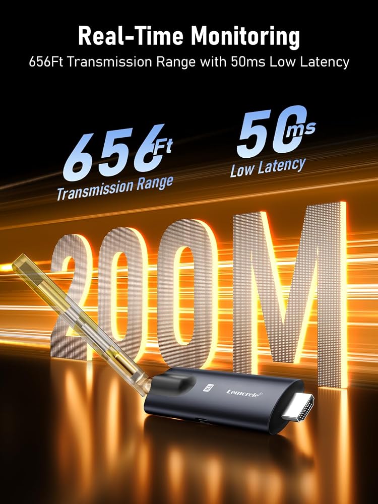 Lemorele HDMI Transmitter and Receiver with App Monitor Wireless Reception,Plug&Play,2.4/5G 656ft/200M 1080P Full HD,for Streaming to Video&Audio to Monitor/Tablet/Mobile from Laptop/Camera/TV-Box - Image 4