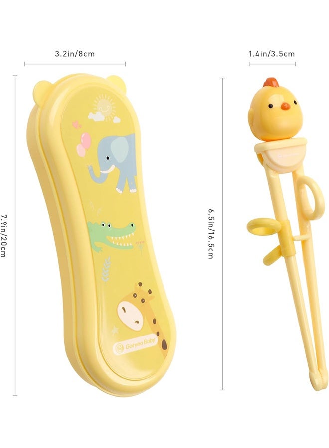 MXN Kids Chopsticks, Training Chopsticks for Kids, Reusable Learning Chopsticks with Attachable Learning Chopstick Helper (Yellow) - Image 2