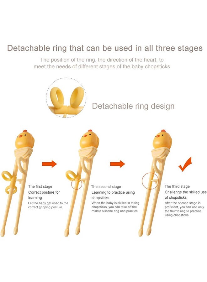 MXN Kids Chopsticks, Training Chopsticks for Kids, Reusable Learning Chopsticks with Attachable Learning Chopstick Helper (Yellow) - Image 5