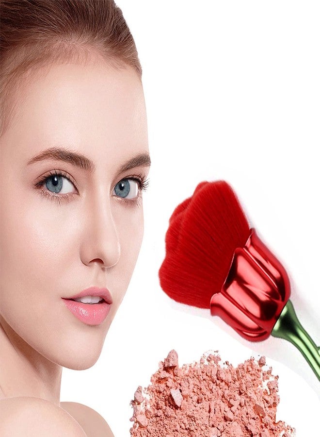 JERCLITY 2 Pieces Rose Makeup Brushes Blush Brush Large Face Powder Makeup Brushes kabuki brushes for Powder Cosmetic Nail Dust Brush Loose Powder Brush(Red/Yellow Pink) - Image 2