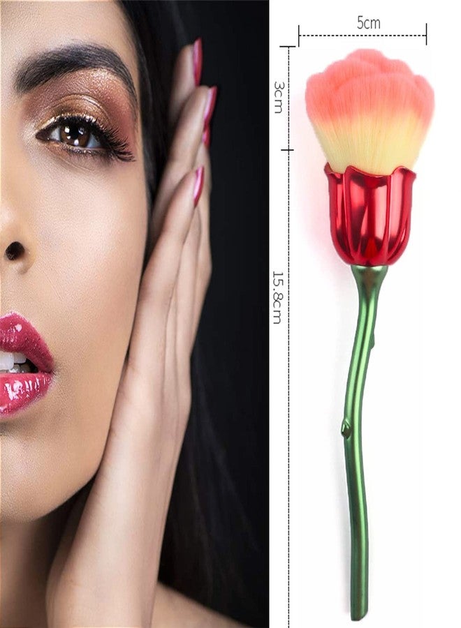 JERCLITY 2 Pieces Rose Makeup Brushes Blush Brush Large Face Powder Makeup Brushes kabuki brushes for Powder Cosmetic Nail Dust Brush Loose Powder Brush(Red/Yellow Pink) - Image 3