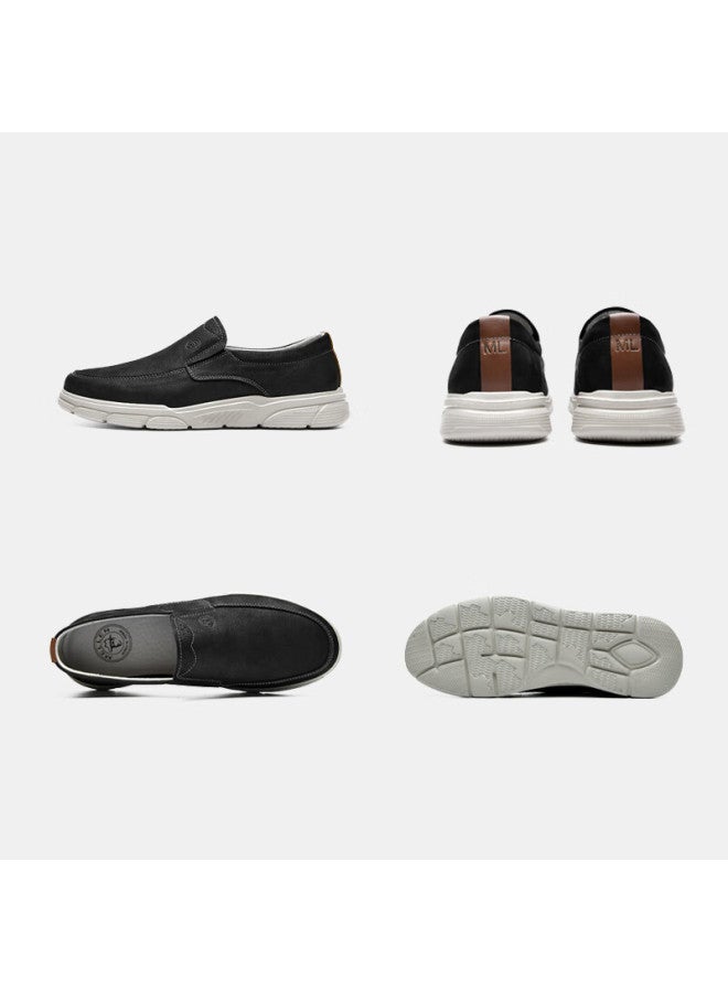 Mellen Genuine Leather Slip-on Loafers, Thick-soled Casual Comfortable Leather Shoes For Men, Meb67226, Black, Size 41 - Image 3