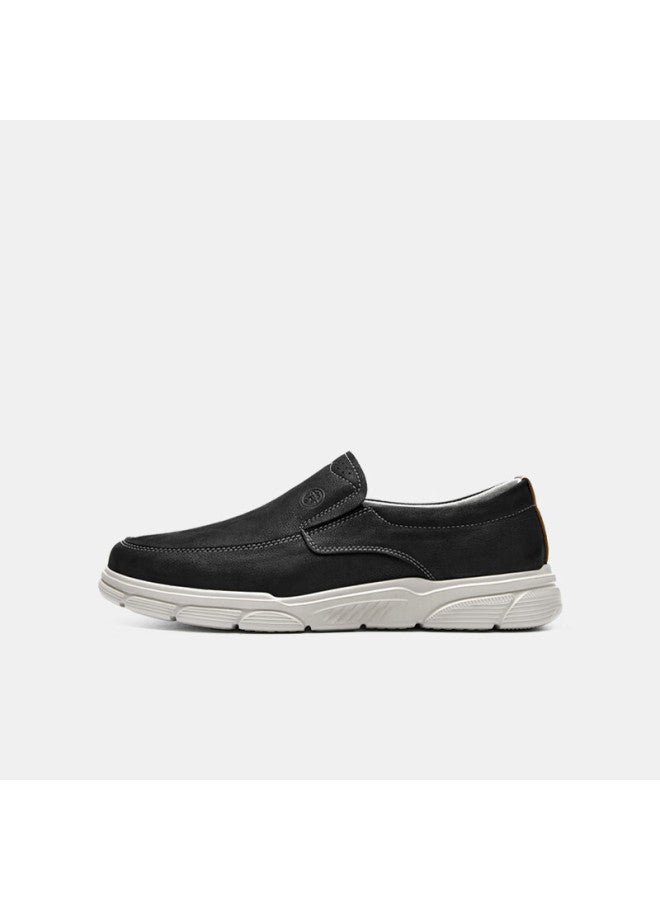 Mellen Genuine Leather Slip-on Loafers, Thick-soled Casual Comfortable Leather Shoes For Men, Meb67226, Black, Size 41 - Image 1
