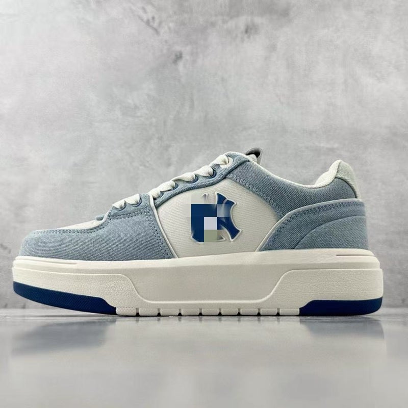 Wu Pin Pai Unisex Retro Skate Sneakers with Chunky Sole - Classic Monogram Design in White and Blue - Image 1
