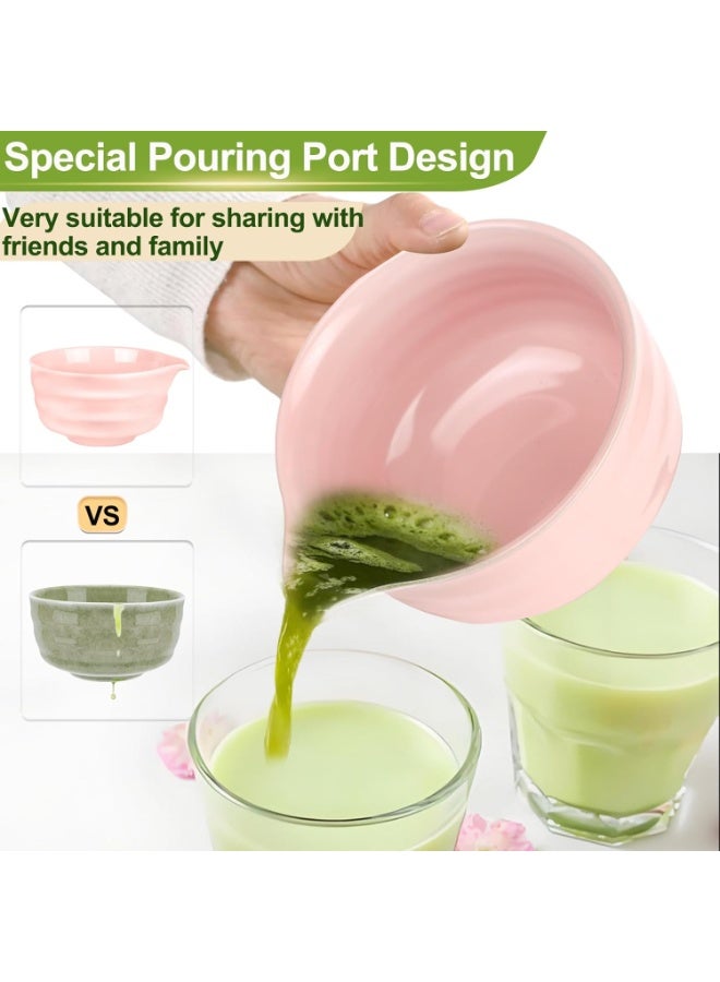 HengLiSam 7 Pcs Matcha Whisk Set, Matcha Set with Ceramic Bowl, Whisk, Whisk Holder, Bamboo Scoop, Sifter, Spoon and Holder, Matcha Kit for Matcha Lover (Pink) - Image 4