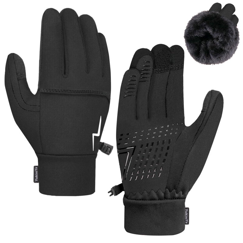 YukiniYa Waterproof Kids Winter Gloves for 3-15 Years Boys Girls Warm Anti-slip Touchscreen Snow Ski Cycling with Long Fleece - Image 1