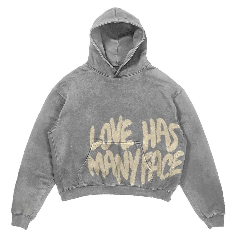 Dynict Unisex Y2K Colorful Sweatshirt Hip Hop Letter Print Oversize Hoodie Casual Baggy Harajuku Gothic Pullover Hoodie (Grey,Medium) - Image 1
