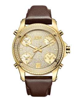 JBW Luxury Men's Jet Setter 136 Diamonds Five Time Zone Swiss Movements & Italian Leather