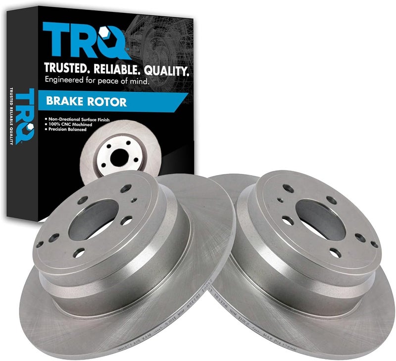 TRQ Rear Brake Rotors Set Solid Compatible with 1994-1997 Volvo 850 1998-2004 C70 1998-2000 S70 V70 - Image 1