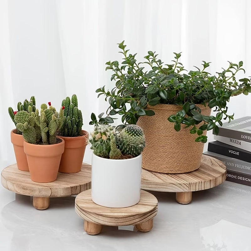 Set Of 2 Natural Wood Color Round Base Trays 14.5cm For Aromatherapy Candle Holders Desktop Cosmetic Jewelry Storage Display Stands Home Decor Photo Props - Image 5