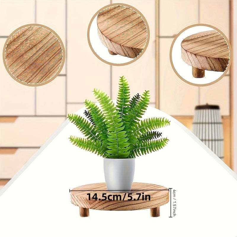 Set Of 2 Natural Wood Color Round Base Trays 14.5cm For Aromatherapy Candle Holders Desktop Cosmetic Jewelry Storage Display Stands Home Decor Photo Props - Image 3