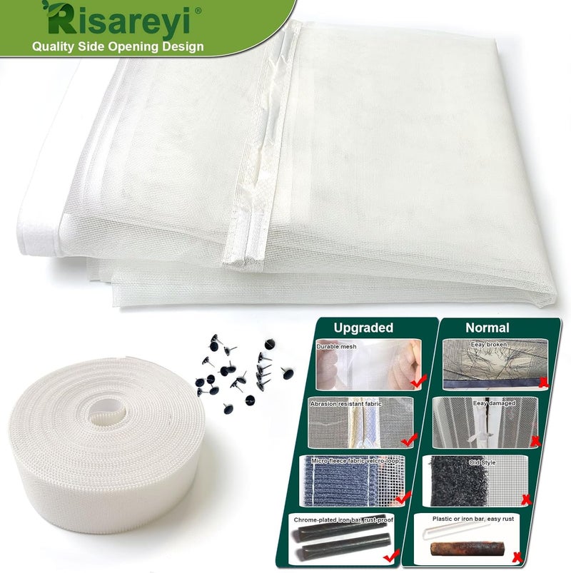 Risareyi Magnetic Mosquito Net Side Opening 90 x 185 cm, White Fiberglass Mesh Very Resistant Breathable Curtain with Magnet Mosquito Net Door Window for Balcony Automatic Closing - Image 5