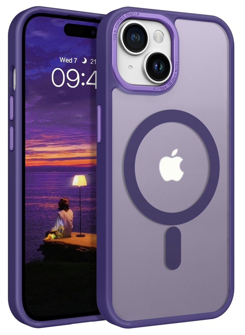Eligo Magnetic Case for iPhone 15, Compatible with MagSafe Shockproof Protection Cover, Translucent Matte Phone Case with Strong Magnet, Slim Case for Apple 15 6.1 Inch (2023)(Purple)  - Image 1