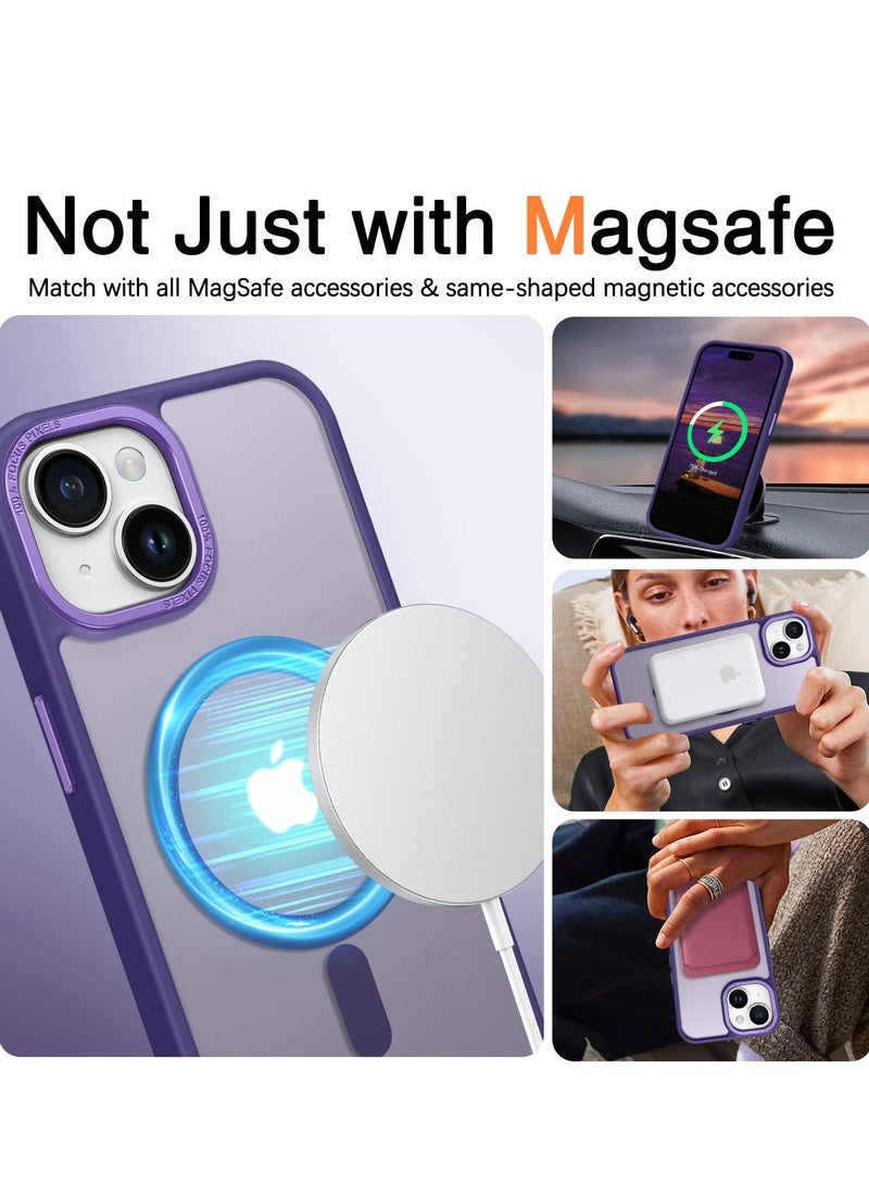 Eligo Magnetic Case for iPhone 15, Compatible with MagSafe Shockproof Protection Cover, Translucent Matte Phone Case with Strong Magnet, Slim Case for Apple 15 6.1 Inch (2023)(Purple)  - Image 2