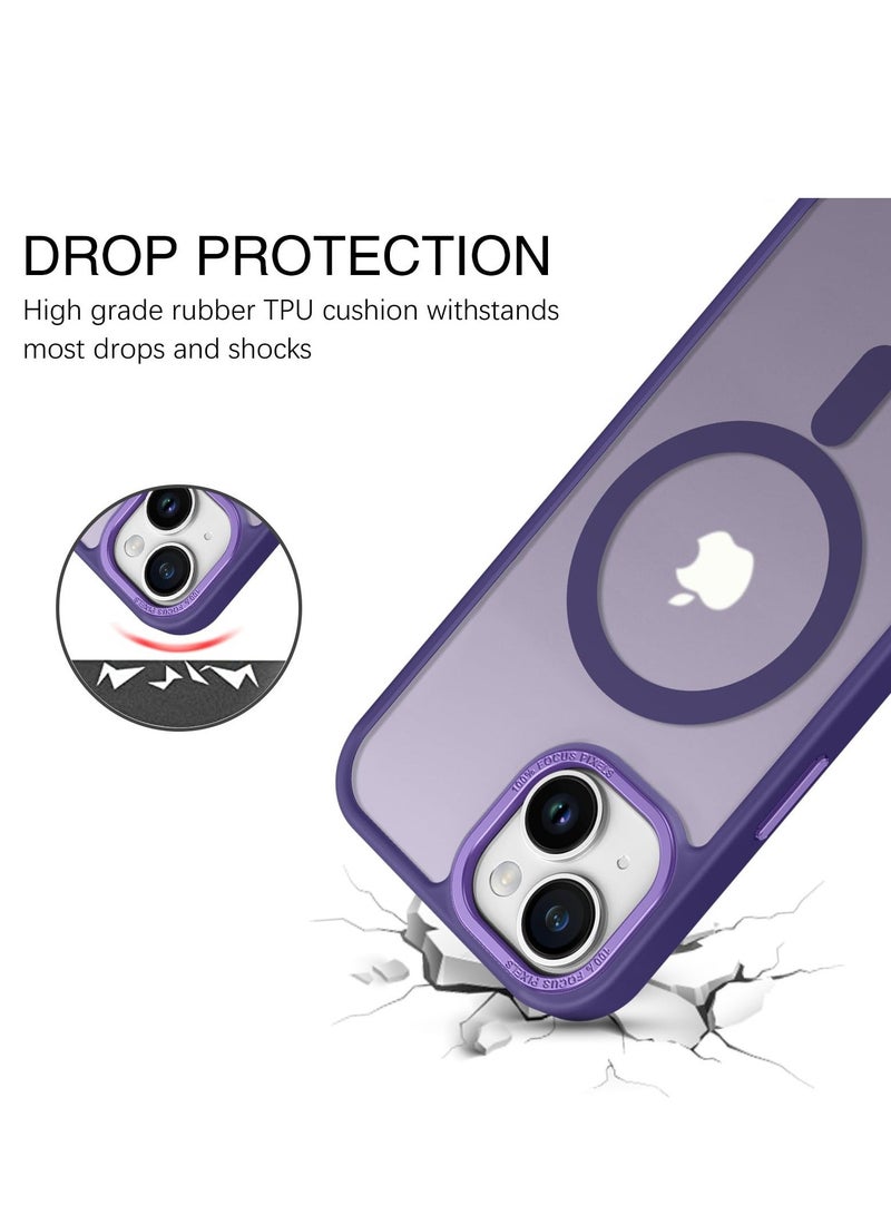 Eligo Magnetic Case for iPhone 15, Compatible with MagSafe Shockproof Protection Cover, Translucent Matte Phone Case with Strong Magnet, Slim Case for Apple 15 6.1 Inch (2023)(Purple)  - Image 3