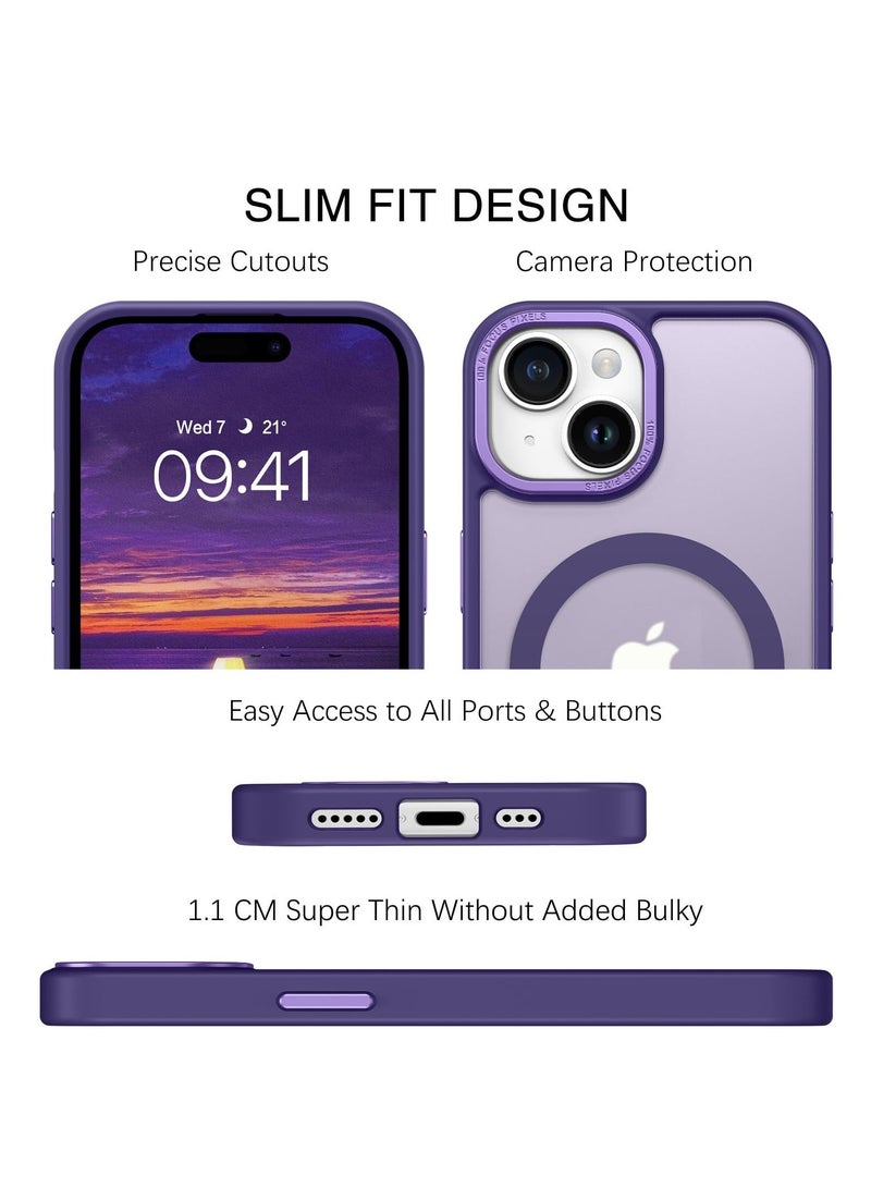 Eligo Magnetic Case for iPhone 15, Compatible with MagSafe Shockproof Protection Cover, Translucent Matte Phone Case with Strong Magnet, Slim Case for Apple 15 6.1 Inch (2023)(Purple)  - Image 5