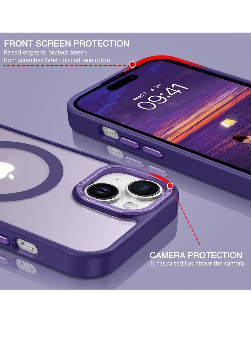 Eligo Magnetic Case for iPhone 15, Compatible with MagSafe Shockproof Protection Cover, Translucent Matte Phone Case with Strong Magnet, Slim Case for Apple 15 6.1 Inch (2023)(Purple)  - Image 4