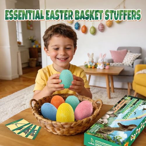 Beanewone Easter Dino Eggs Dig Kit 12 Colorful Dinosaur Easter Eggs with Dinosaur Figures 12 Dig Tools for Easter Egg Hunt Easter Basket Stuffers Easter Toys and Games Colorful - Image 5