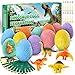 Beanewone Easter Dino Eggs Dig Kit 12 Colorful Dinosaur Easter Eggs with Dinosaur Figures 12 Dig Tools for Easter Egg Hunt Easter Basket Stuffers Easter Toys and Games Colorful - Image 2