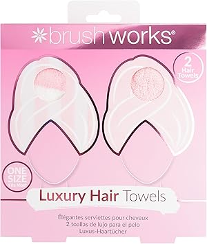 Brushworks Luxury Hair Towels 2 Pack Pink One Size - Image 1