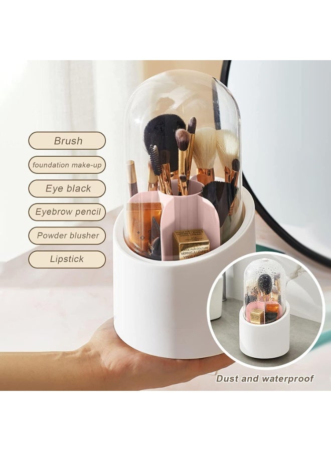 Makeup Holder 360-Degree Rotating Dustproof Makeup Brush Organizer Pen Holder Cosmetic Brush Storage Box For Vanity Home Office Art Supply, white, Fashion - Image 5