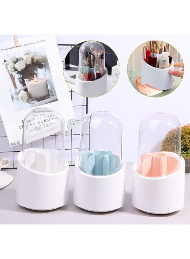 Makeup Holder 360-Degree Rotating Dustproof Makeup Brush Organizer Pen Holder Cosmetic Brush Storage Box For Vanity Home Office Art Supply, white, Fashion - Image 2