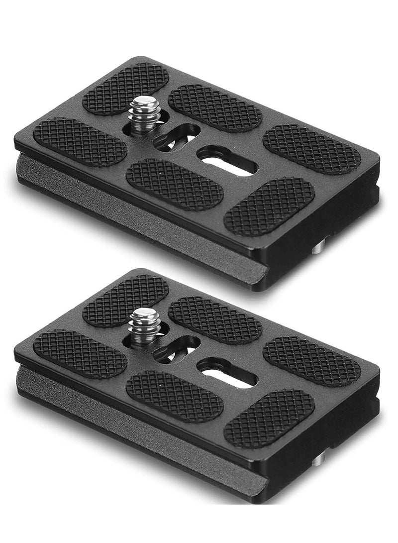 Camera Quick Release Plate PU60 - 2 Pack of Small QR Plates with 1/4"-20 Screw, Universal Quick Release for Arca Swiss Standard Clamp, Compatible with DSLR Cameras and Tripod Ball Heads. - Image 1