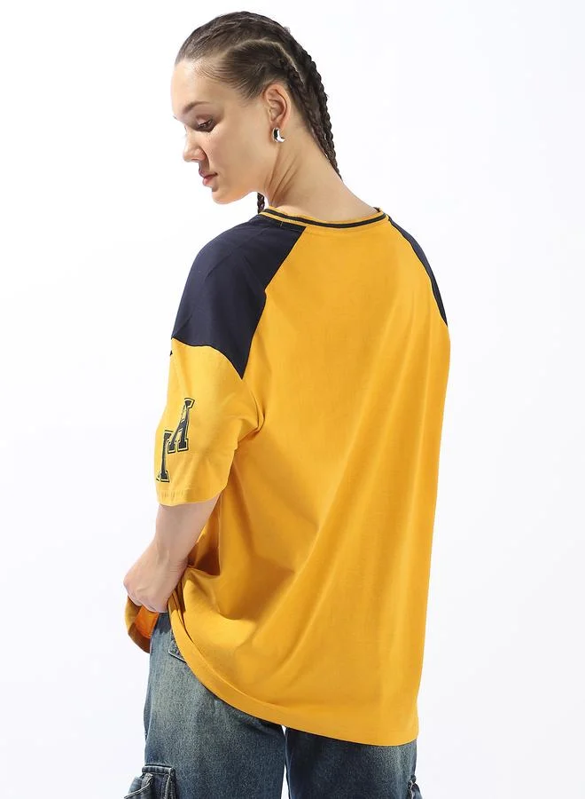 Hubberholme Women's Multicolour 100% Cotton Printed Oversized T-Shirt