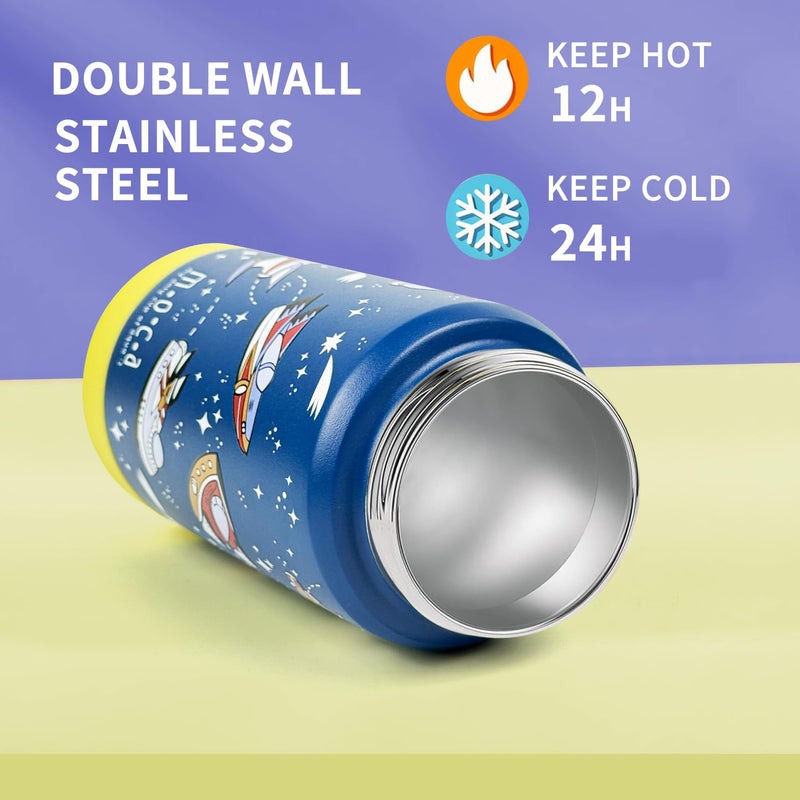 Moca Kids Water Bottle 350ml | Hot&Cold Stainless Steel Sipper Bottle for Kids with Soft Nozzle |Boys & Girls KIds Leak-Proof Bottle for School & Travel | Non-Slip Base (Orbit) - Image 2