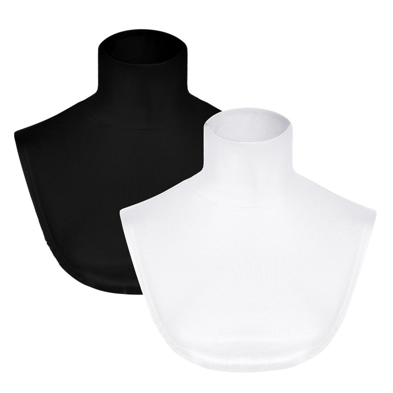 Yymobt Detachable Turtleneck Dickey Collar for Women Cotton Half Mock Turtlenecks Fake Turtle Neck Top Under Blouses Sweaters White, Black - Image 1