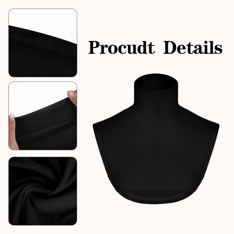 Yymobt Detachable Turtleneck Dickey Collar for Women Cotton Half Mock Turtlenecks Fake Turtle Neck Top Under Blouses Sweaters White, Black - Image 5