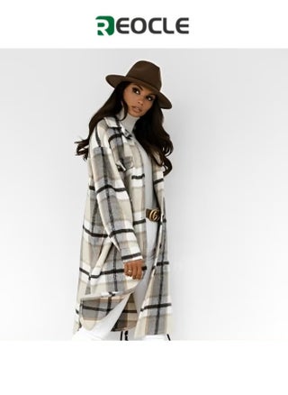 Women's Plaid Coat Casual Lapel Button Down Long Plaid Shirt Coat Wool Blend Winter Tartan Trench Coat With Pockets - pzsku/Z195E8C2EDC09C22DCAC1Z/45/1747293645/dd2c6b13-fdc5-42af-8a31-f0d71f18e13e