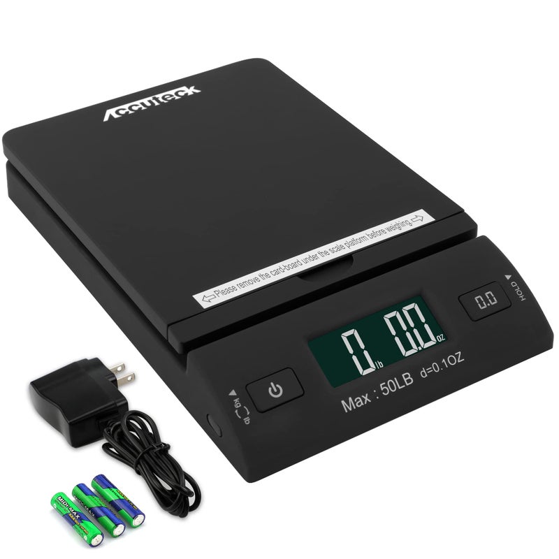 Accuteck 50 lb AllinOne Black Digital Shipping Postal Scale with Adapter W825050B