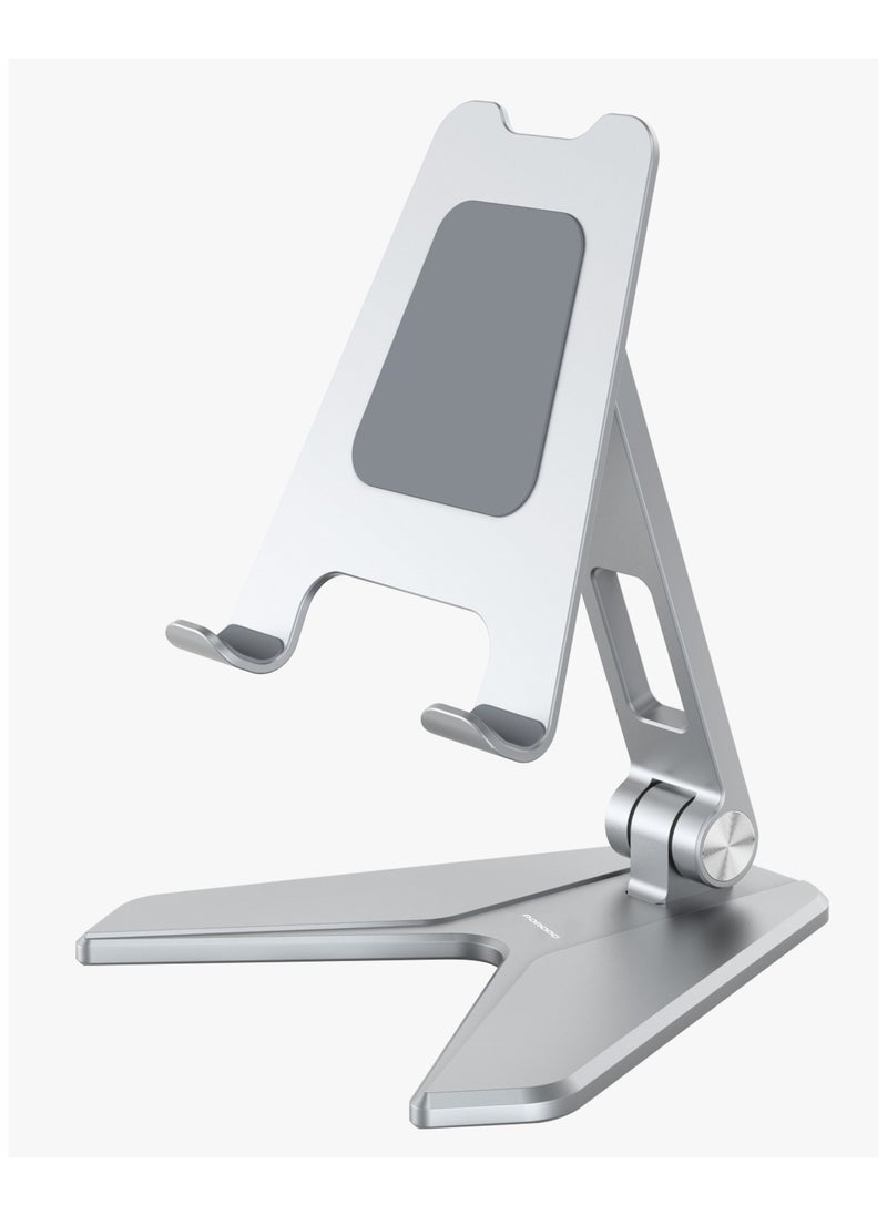 porodo Mobile Stand Aluminum Alloy / Phone Stand / Phone Mount / 8" Devices Support / Lightweight / Flexible Angle Desk Phone Holder - Silver  - Image 1