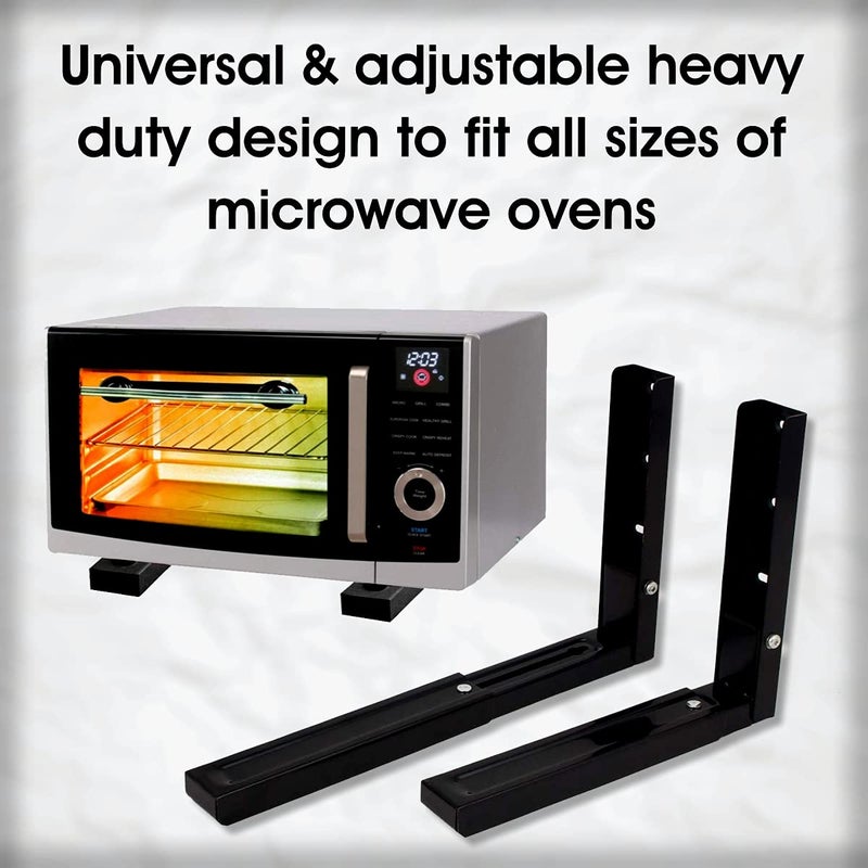 LEPOSE حامل فرن ليبوز مع غطاء فرن مزخرف بالزهور حامل فرن مثبت على الحائط للمطبخ حامل ميكروويف عالمي 14 بوصة مثبت على الحائط فضي أسود - Image 4