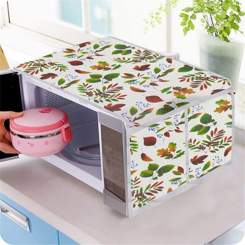 LEPOSE حامل فرن ليبوز مع غطاء فرن مزخرف بالزهور حامل فرن مثبت على الحائط للمطبخ حامل ميكروويف عالمي 14 بوصة مثبت على الحائط فضي أسود - Image 2