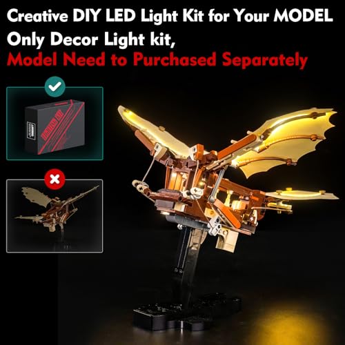 LocoLee Light kit Compatible with Lego Leonardo da Vincis Flying Machine No Model Only Light LED Lighting Accessories Compatible with Lego The Flying Machine of Leonardo da Vinci 10363 - Image 5
