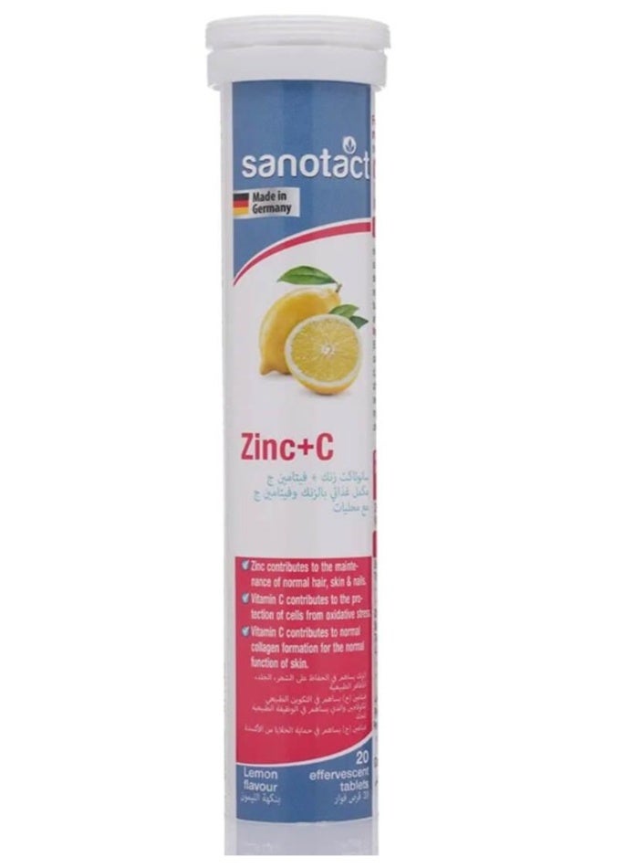 Sanotact Zinc + Vitamin C 20 Lemon Effervescent Tablets